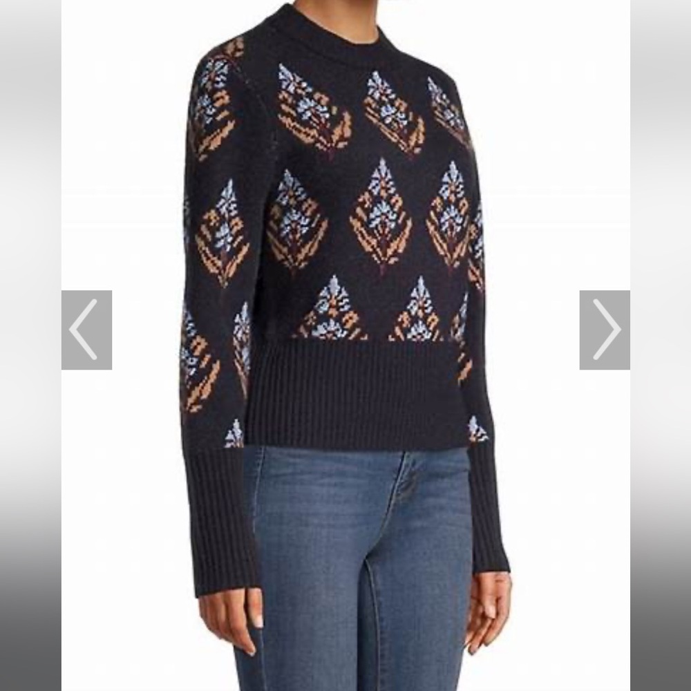 Tory Burch Beaded Floral Cropped Sweater